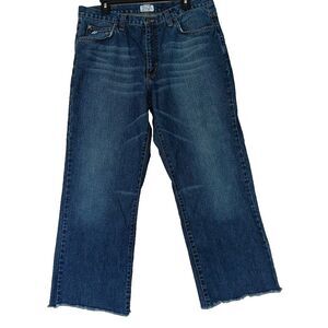 DKNY Jeans Mens 36x32 Dark Wash Blue Performance Denim City Faded Frayed Y2K 90s